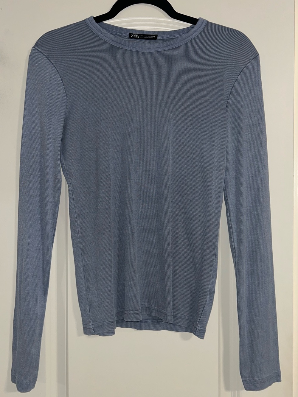 Zara Blue Long Sleeve Ribbed Tee